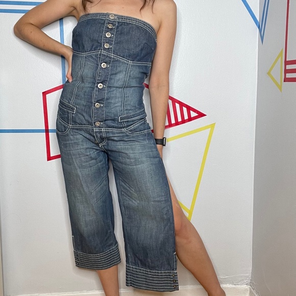 Vintage Guess Strapless Denim Romper - Picture 4 of 6